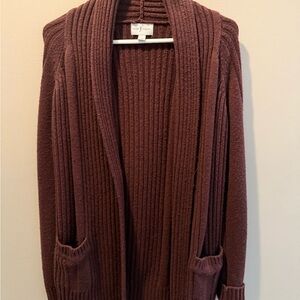 Ruby Finch Ribbed Wool Blend Open Front Cardigan Size Small